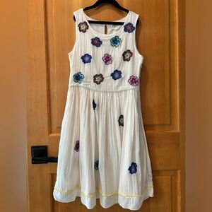 Boden Johnnie B Girls Boho Sleeveless Dress. White size large 11-12.